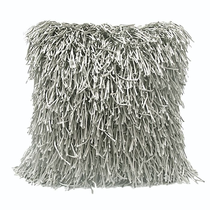 Morocco Shaggy Filled Cushion - Silver 45cm x 45cm