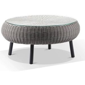 Plantation Hamptons Outdoor Round Wicker Coffee Table Brushed Grey