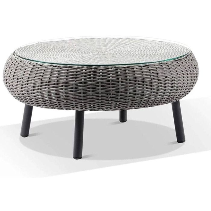 Plantation Hamptons Outdoor Round Wicker Coffee Table Brushed Grey