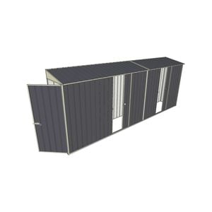 Build-a-Shed 0.8 x 5.2 x 2m Single Hinged Door Skillion Shed with Dual Single Sliding Side Doors - Grey