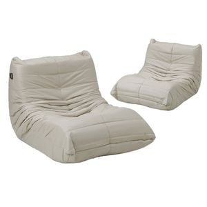 Oikiture 2X Floor Sofa Lounge caterpillar Lazy Couch Beige