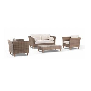 Carolina 4pc Alfresco Setting Coffee Table Brushed Wheat & Cream Cushions