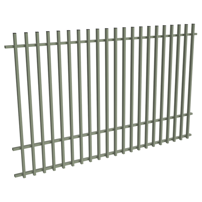ProtectorAl 2400W x 1500H Pale Eucalypt Aluminium Batten Pool Fence Panel with Mid Rail
