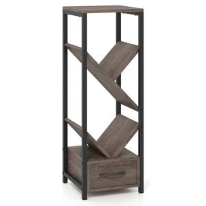 Costway 4-tier Standing Tree Bookshelf Metal Frame Display Shelf