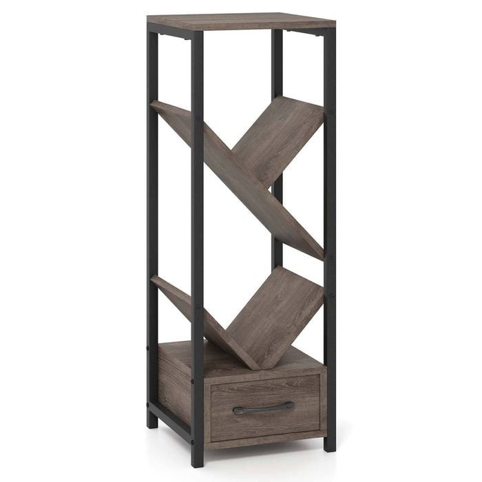 Costway 4-tier Standing Tree Bookshelf Metal Frame Display Shelf
