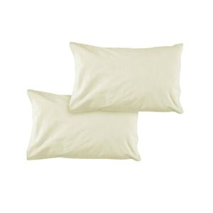 Bloomington Pair of Solid Colour Microfiber Standard Pillowcases 48x73cmx15cm (Flap) Cream