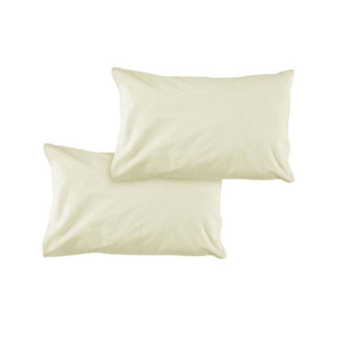 Bloomington Pair of Solid Colour Microfiber Standard Pillowcases 48x73cmx15cm (Flap) Cream