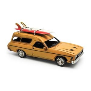 Boyle Metal Ornament Figurine 1976 Ford Xc Falcon Panelvan Car W/ Surfboard Yel