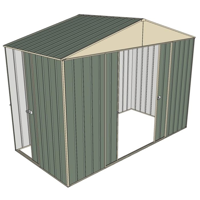 Build-a-Shed 3.0 x 1.5 x 2.3m Triple Sliding Door Narrow Shed - Green