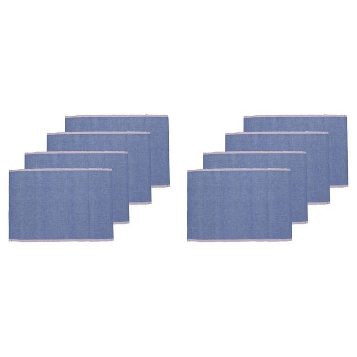 2x 4pc Porto Lola Polycotton Ribbed Placemats Set 33x45cm Lilac