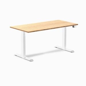Desky Dual Sit To Stand Bamboo Desk 1500x750mm White Frame