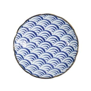 Tokyo Design Plate Porcelain Blue Wave Pattern Microwave Dishwasher Safe 22cm