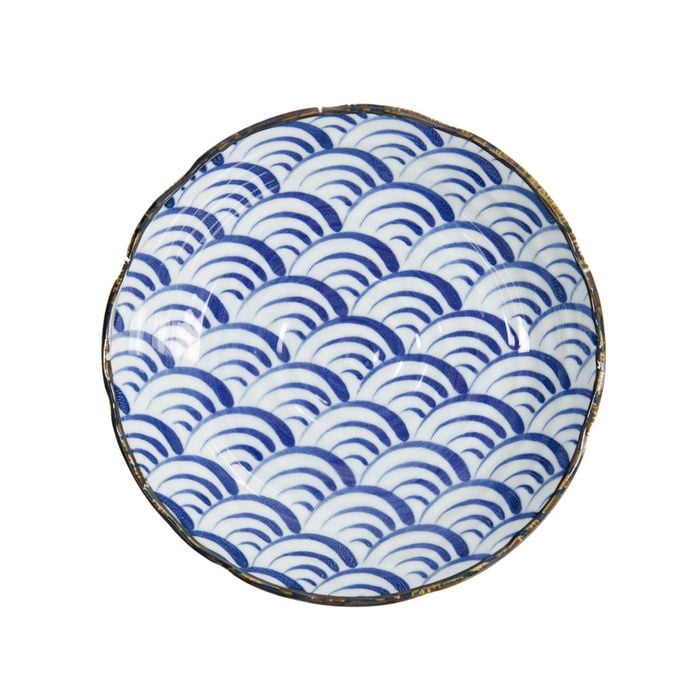 Tokyo Design Plate Porcelain Blue Wave Pattern Microwave Dishwasher Safe 22cm