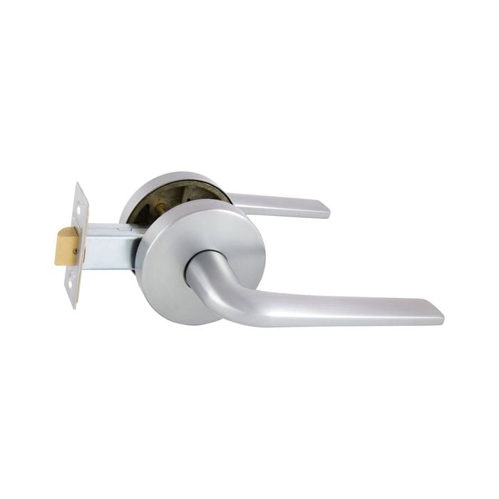 Schlage Brushed Satin Chrome Medio Plus Series Sierra Passage Lever Set with QuickFix