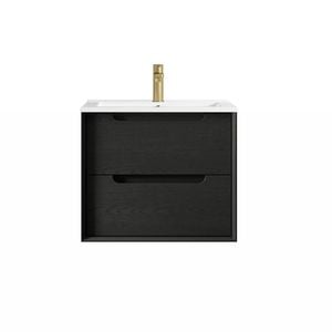 Attica Baia 600mm Black Oak Vanity With Ceramic Top