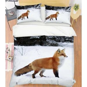 3D Winter Snow Fox 98 Bed Pillowcases Quilt King Single Size