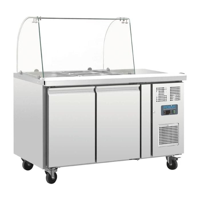 Polar U-series Double Door Refrigerated Gastronorm Saladette Counter - Ct393-a