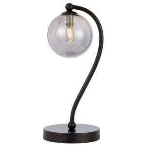 Telbix Felton Modern Table Desk Lamp Light Glass Metal Black Smoke Matte