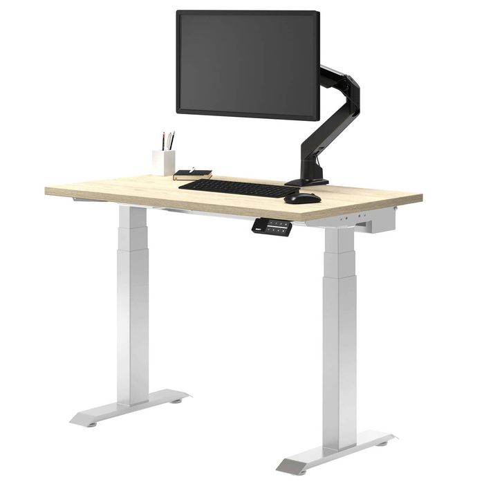 Desky Dual Mini Sit Stand Desk White Frame 100cm
