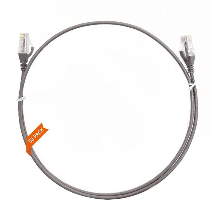 4Cabling 2m Grey CAT6 Ultra Thin LSZH Ethernet Network Cable - 50 Pack