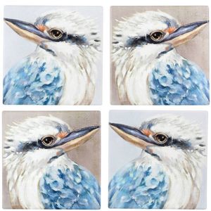 4pc LVD Ceramic Coaster Set Square Drink Mat Protector 9.5x9.5cm Kookaburra