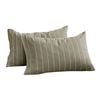 Dreamaker Rumi Washed Cotton Standard Pillowcase Twin Pack Olive With White Stripe