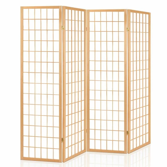 Artiss 4 Panel Room Divider Screen Timber Natural