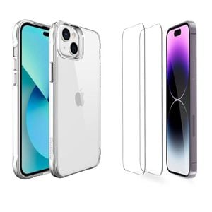 Icoverlover For Iphone 15 Case + 2 Tempered Glass Screen Protectors Clear