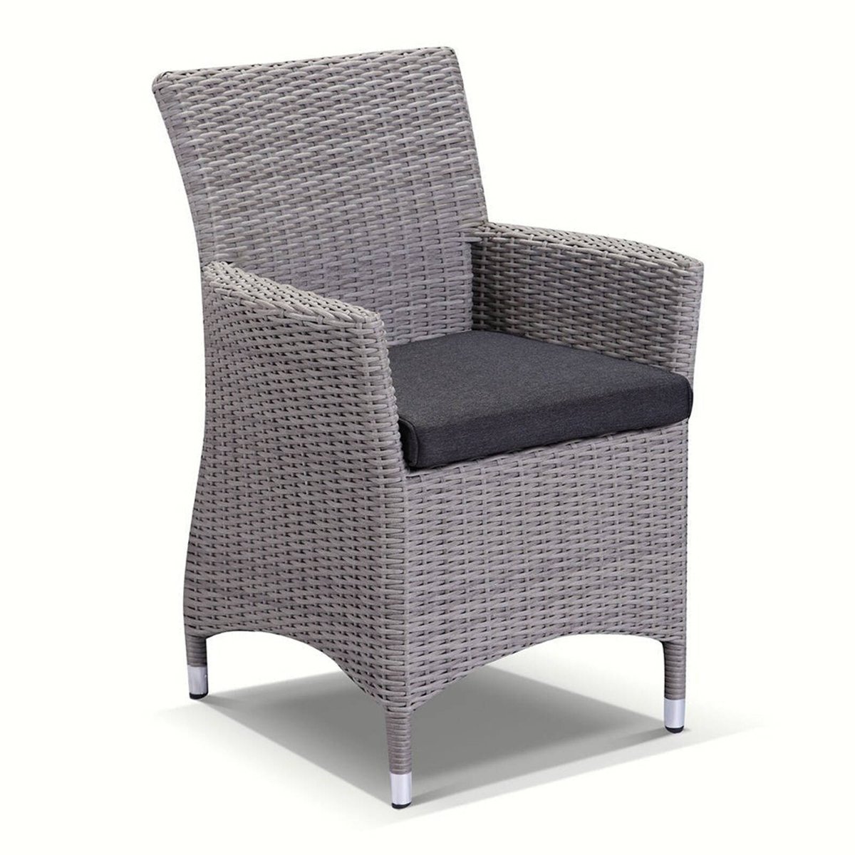 Roman Outdoor Wicker Dining Arm Chair Brushed Grey - Denim Grey - Bunnings Australia