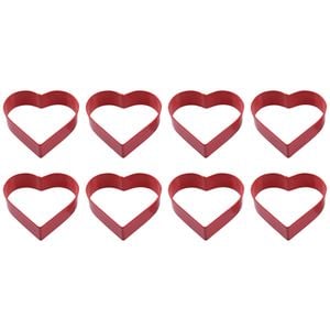 8PK R&M Heart Cookie Cutter Polyresin Coated Steel 8cm - Red