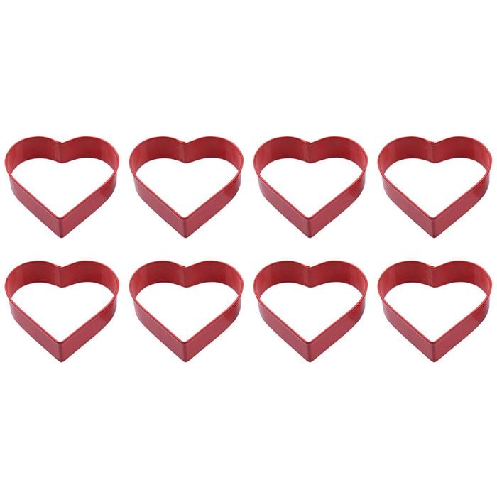 8PK R&M Heart Cookie Cutter Polyresin Coated Steel 8cm - Red