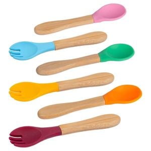 Tiny Dining 6pc Bamboo Baby Weaning Forks Set with Silicone Tip