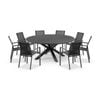 Houston Outdoor 1.8m Round Aluminium Table With 8 Patonga Dining Chairs Charcoal
