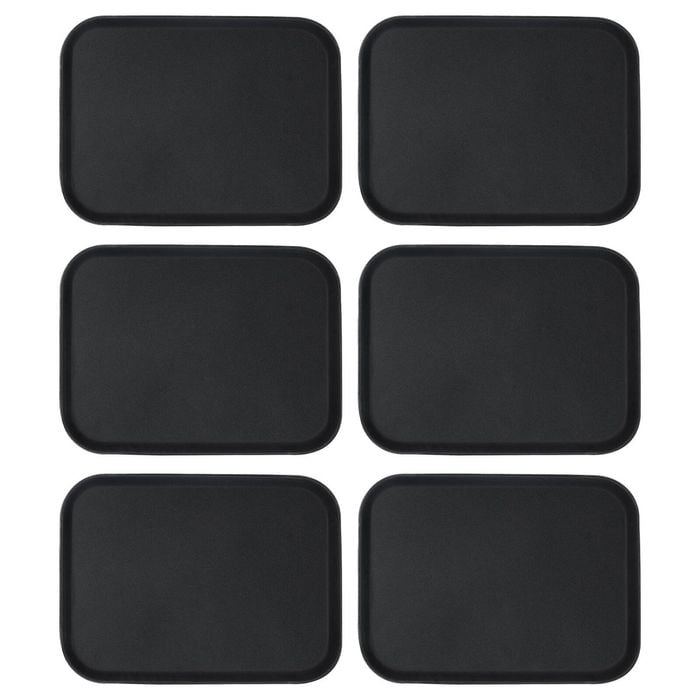 Argon Tableware 6x Rectangular Serving Trays - 56 X 41cm - Reusable Non Slip Stackable Rubberized Food Drinks Platter Tray