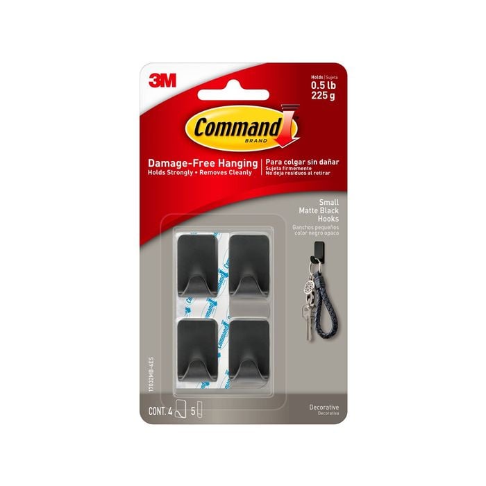 Command Small Matte Black Hooks - 4 Pack