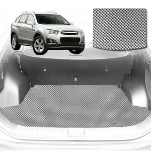 6D Diamond Car Boot Mat for Holden Captiva 7 CG, CG II2009-2015-(3rd Row folded/5 seater)-Cargo Mat-Grey-Outback GT