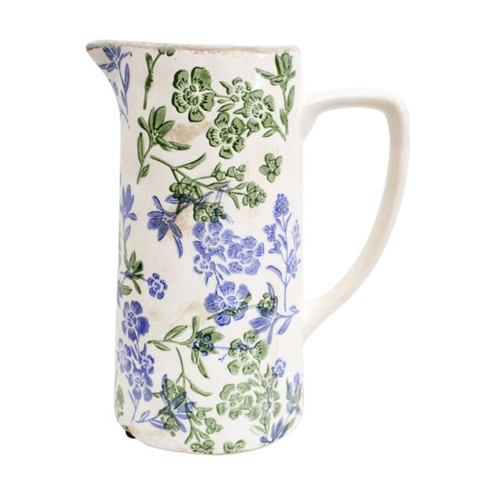 Lvd Large Botanical Ceramic Floral Jug Home/kitchen Decor Green/blue