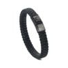 MEDI-ID Medical ID Leather Bracelet Black with Black Clasp