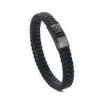 MEDI-ID Medical ID Leather Bracelet Black with Black Clasp
