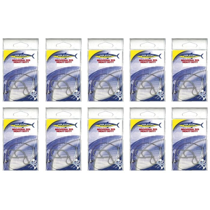 10x Wilson Heavy Duty Mackerel Fishing Rig 3x8/0 Hook-Setup-69lb Wire