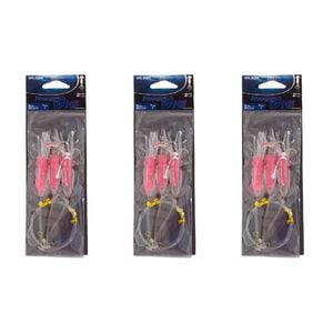 3x Wilson Rigged to Jig Rig 3 Hook Squid Style Jig Fully UV Active - Colour #1