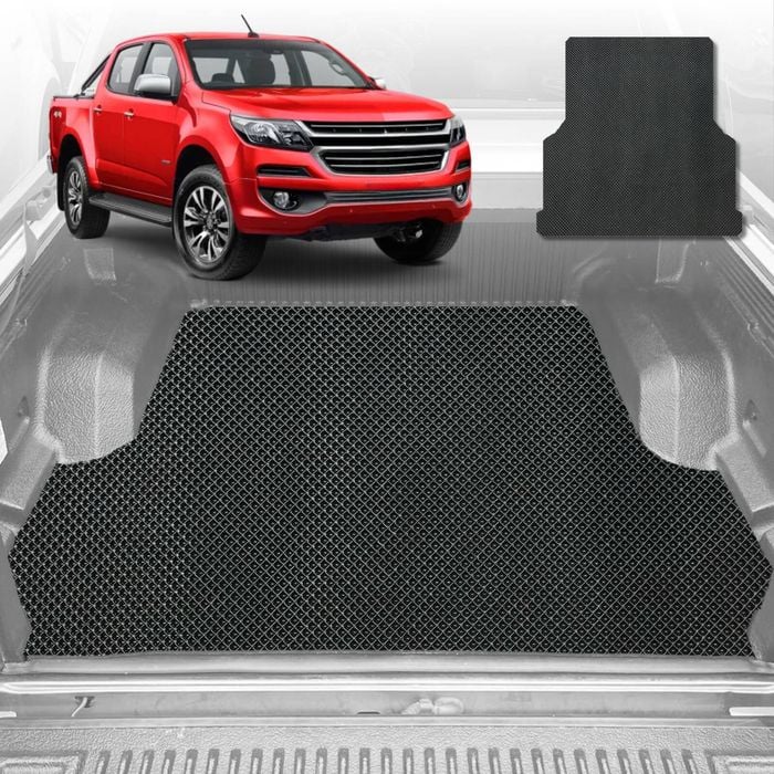 6D Diamond Ute Tub Mat for Holden Colorado Ute Dual Cab VE VF 2012-2016 (with factory plastic tub)-Black-Outback GT