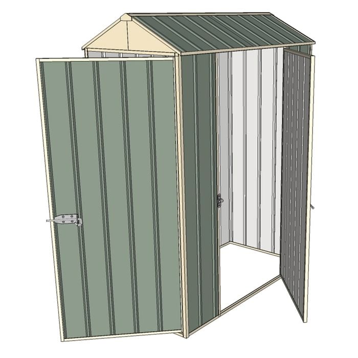 Build-a-Shed 0.8 x 1.5 x 2.1m Gable Single Hinged Door Shed with Single Hinged Side Door - Green