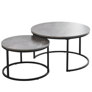 Nesting Coffee Table Set - Grey Marble Look
