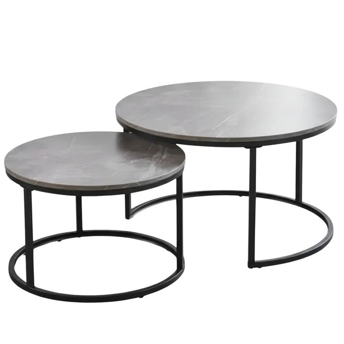 Nesting Coffee Table Set - Grey Marble Look