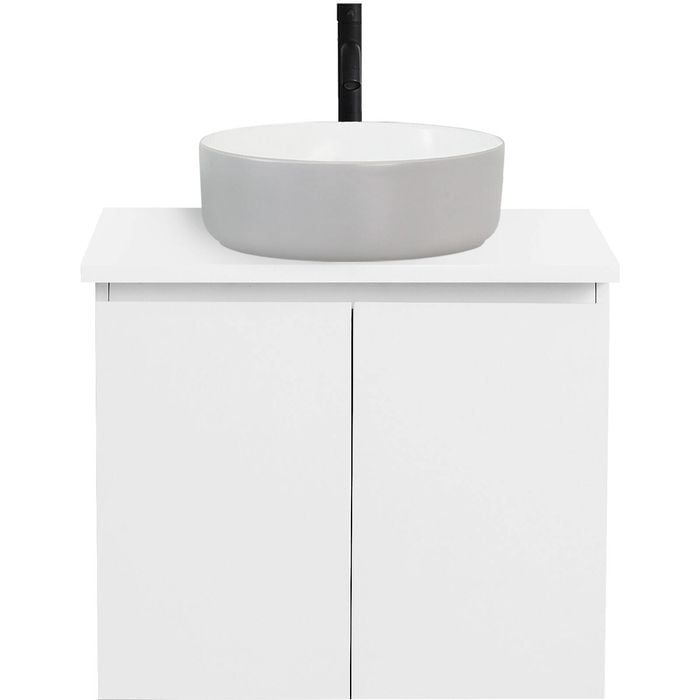 CIBO 600mm White Nordic Wall Hung Bathroom Vanity with Light Grey / White Countertop Basin