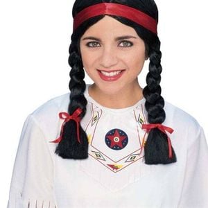 Native American Indian Female Wig Plait Hair Adult Costume Adult Accessory Black