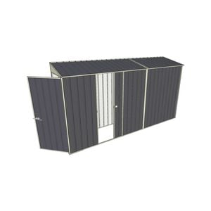 Build-a-Shed 0.8 x 3.7 x 2m Tunnel Hinged Door Shed with Single Sliding Side Door - Grey
