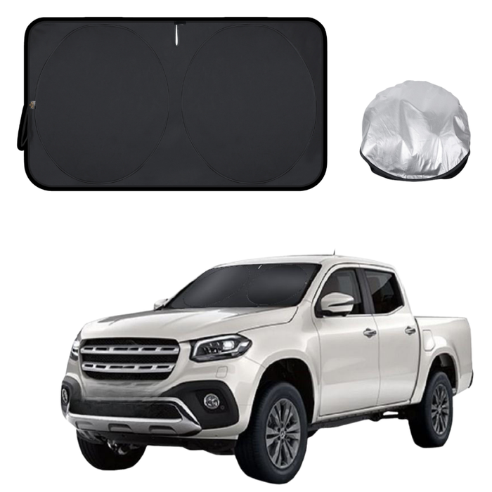 Front Windscreen Sun Shade for Mercedes-Benz X-Class 2017 - 2021 Ute - Standard 150 x 85 cm - Black