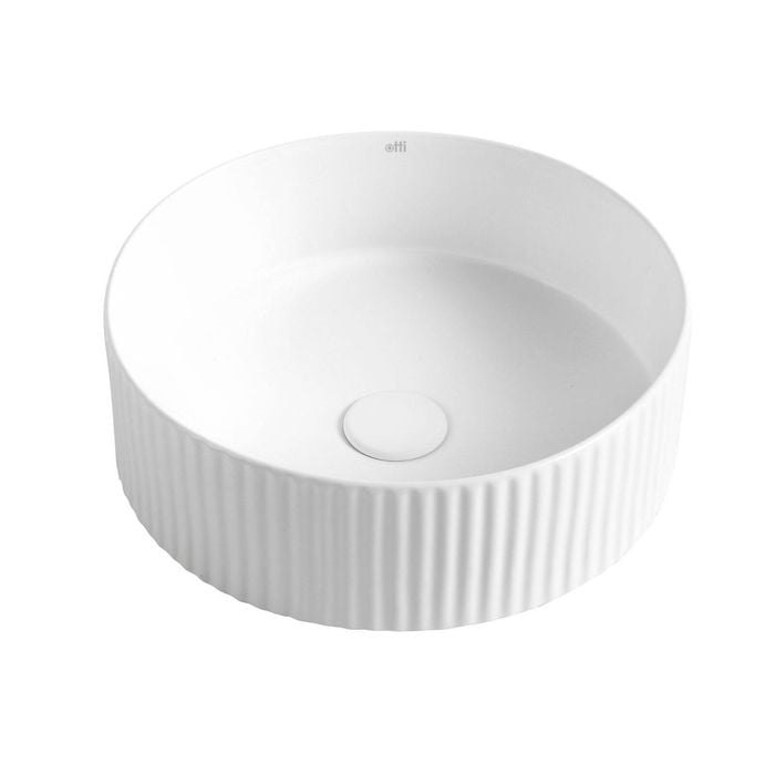 Attica 400mm White Matte Mellini Fluted Round Basin
